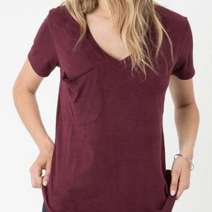 Z Supply Maroon Suede T-Shirt